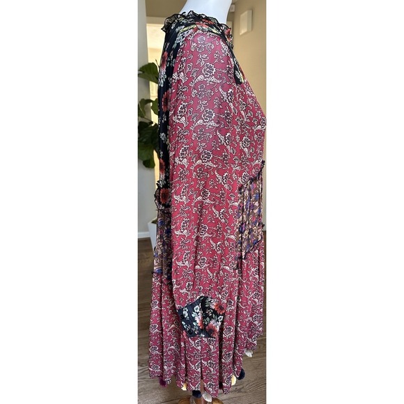 ZARA Woman Patchwork Floral Midi Dress Tassel Hem Boho L EUR L MX 30 - Picture 5 of 8